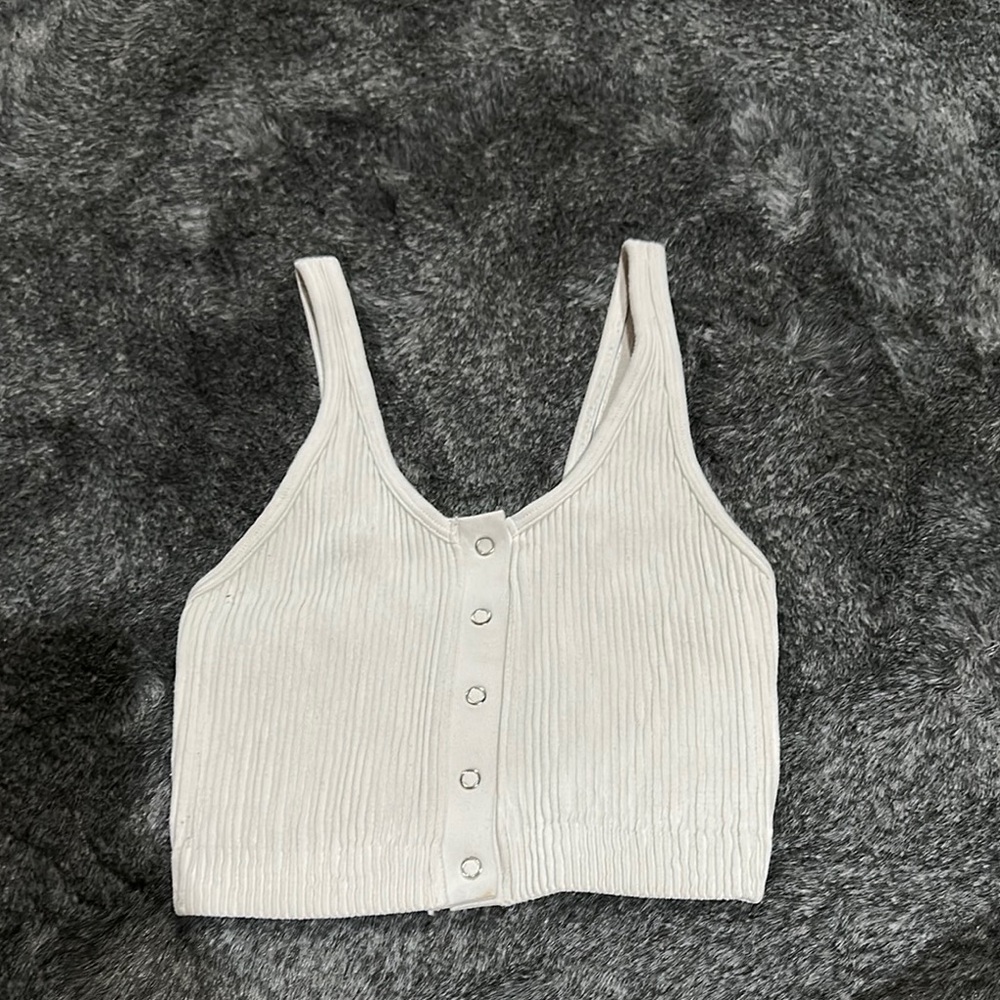 Aerie White Ribbed Sleeveless Crop Top